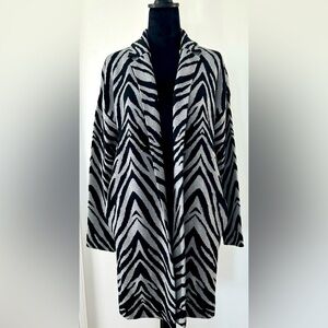 Premise Gray and Black Zebra Oversized Cardigan NWT